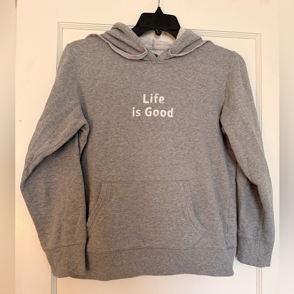 Life Is Good Women's Light Gray Relaxed Fit Hoodie